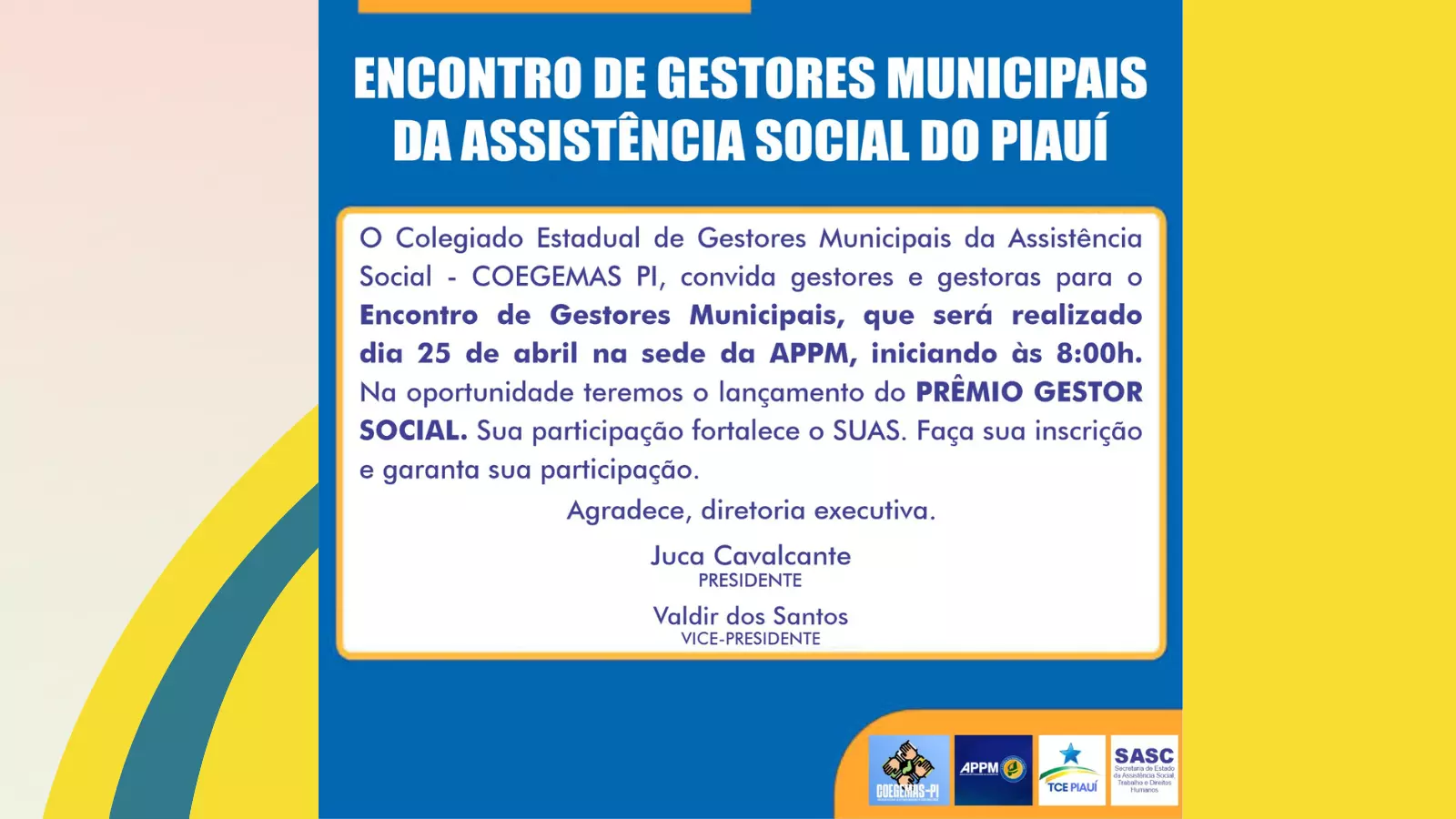 COEGEMAS/PI - Encontro de Gestores Municipais da Assistência Social do Piauí